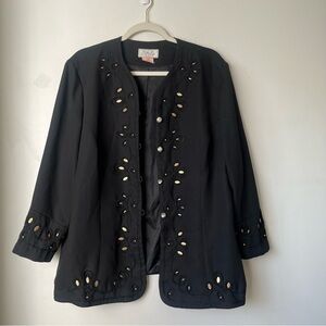 Vintage Y2K 00s Kathy Che Black Embroidered Embellished Jacket 18
